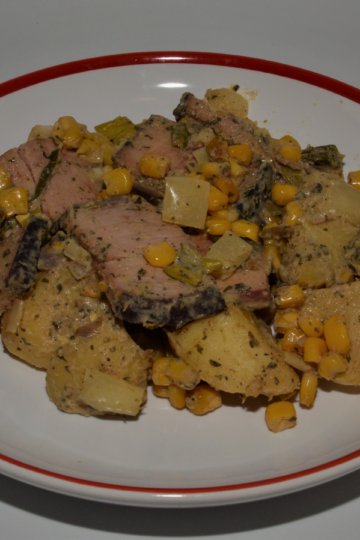 Zemiakový šalát s moravským mäsom